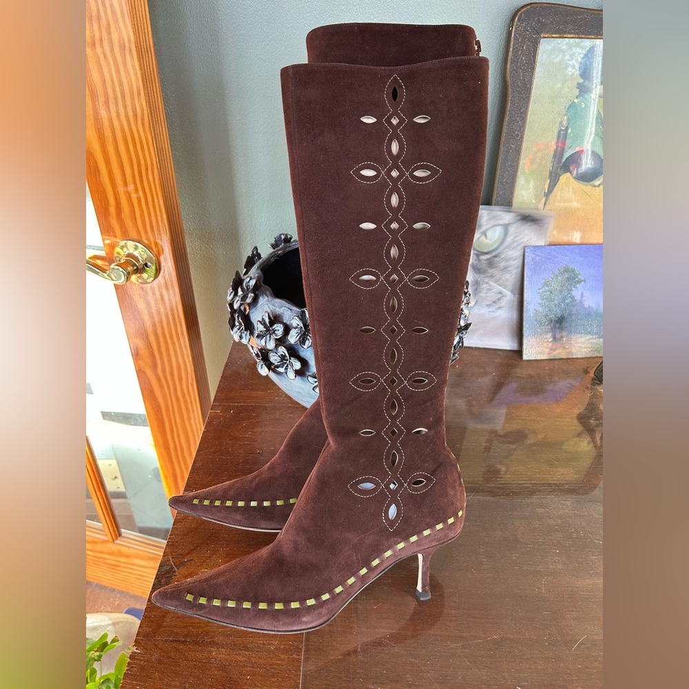 Rare Jimmy Choo Cut Out Kitten Heel Boots EU 39.5
